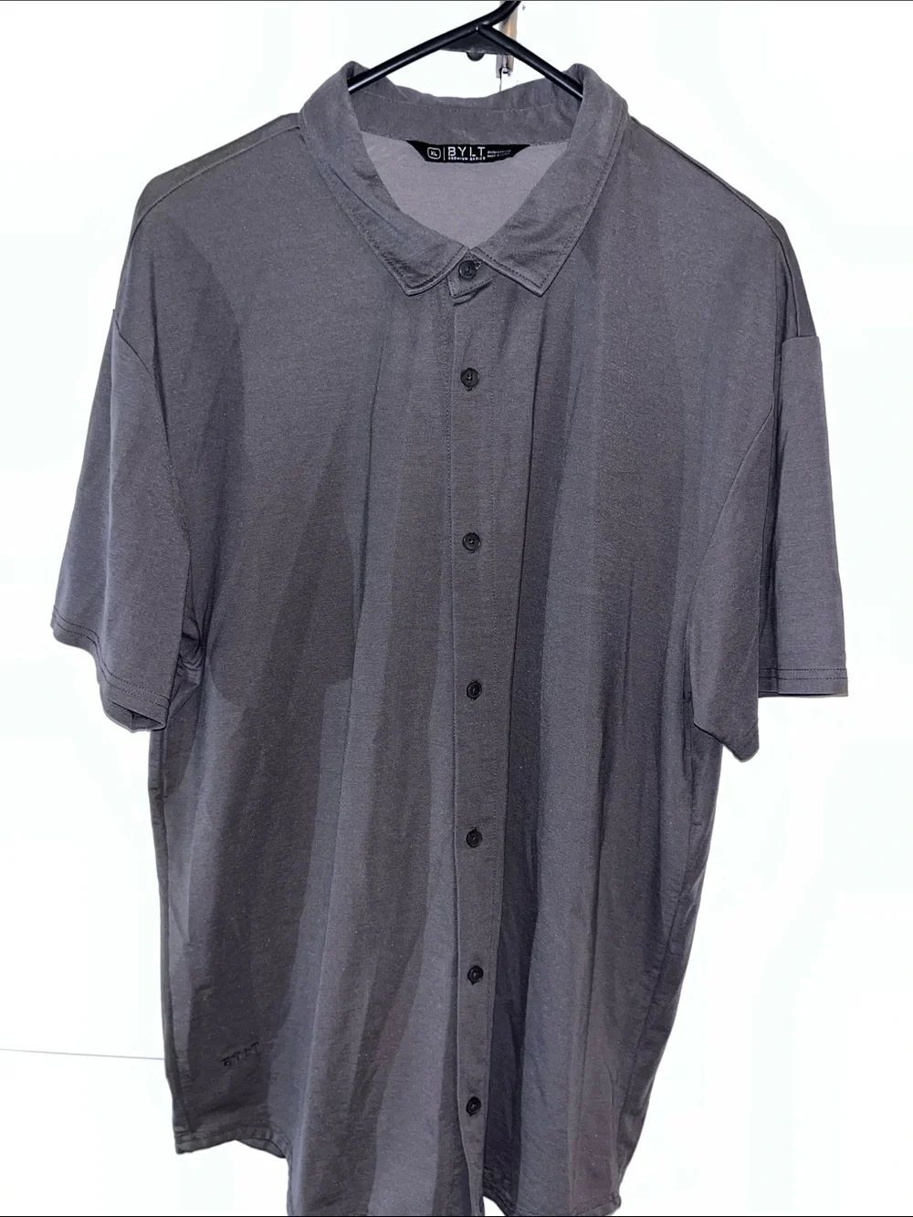 BLYT Premium basics Shirt XL Slim Men’s Button Down Style Short Sleeve Gray